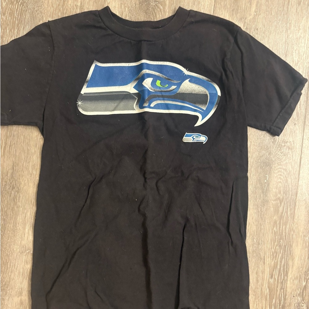Black T-Shirt with Blue and Green Logo